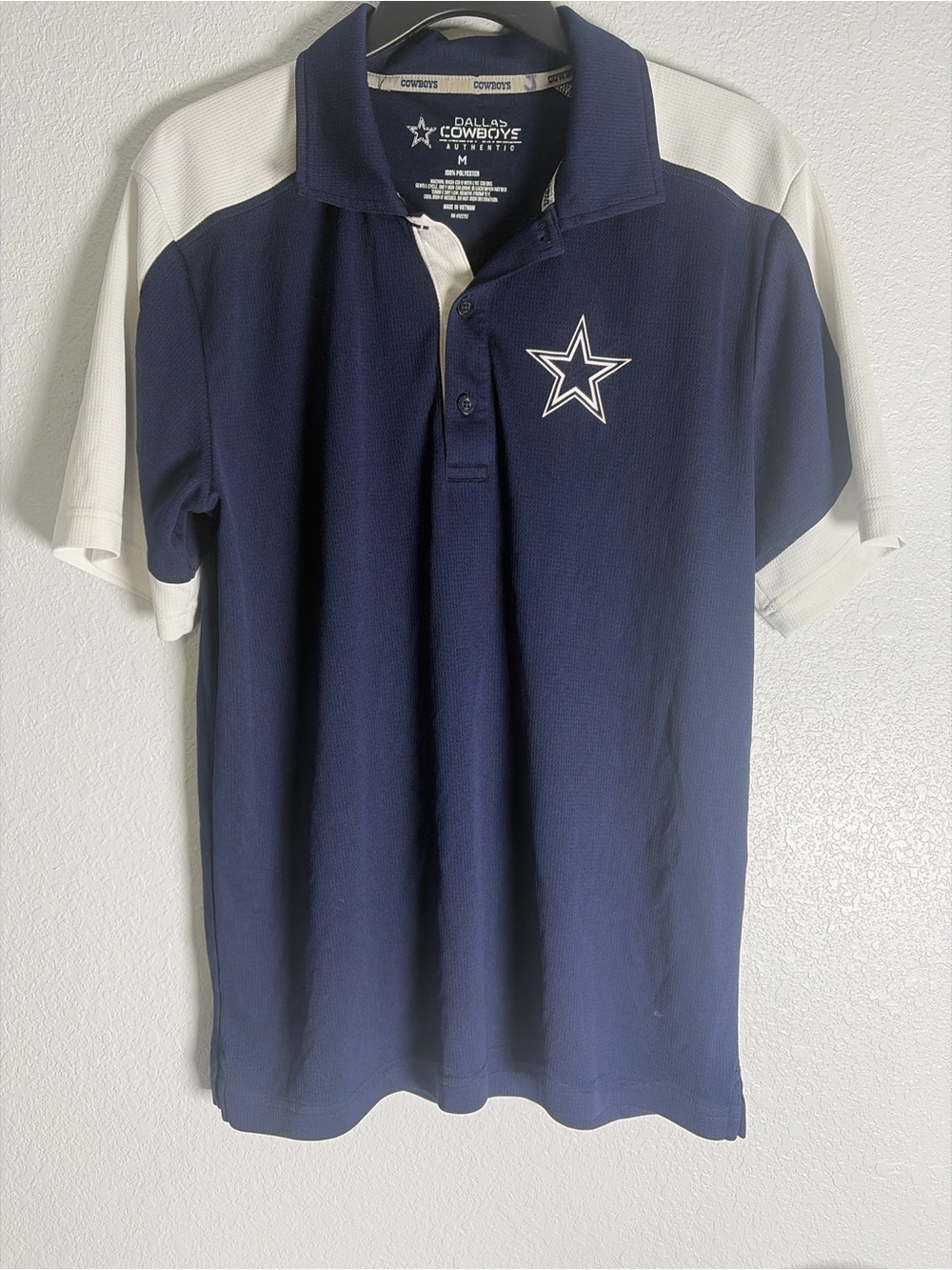 Dallas Cowboys Authentic Men’s M Navy White NFL Performance Polo Shirt Star Logo